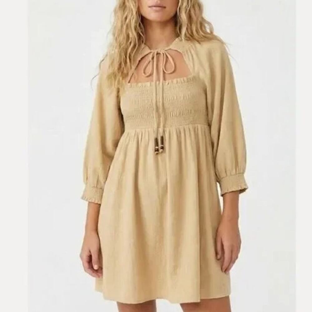 Free People This Is Everything Mini Dress Size Medium Yellow Gold NEW